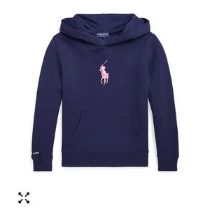 Polo by Ralph Lauren Kids Hoodie in Navy with Pink Logo